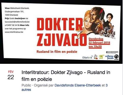 Bannière Internet. Interlitratour. Dokter Zjivago - Rusland in film en poëzie. 2018-02-22